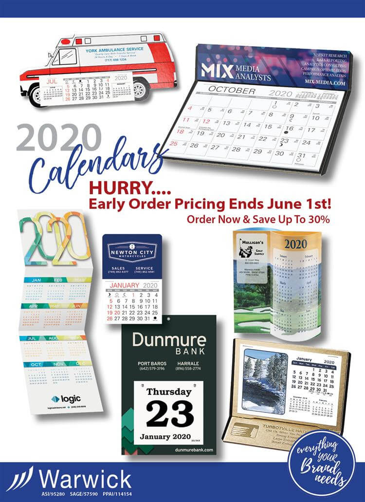 Save 30% On 2020 Calendars From Warwick