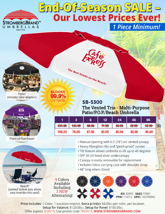 SAVE BIG - End-Of-Season Beach/Patio Umbrella Sale